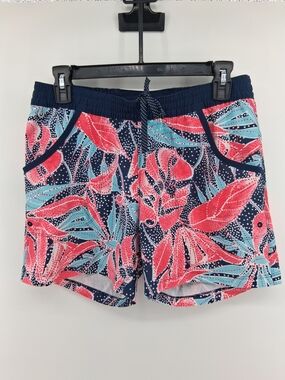 Columbia Navy Shorts with Coral & Aqua Leaf Pattern